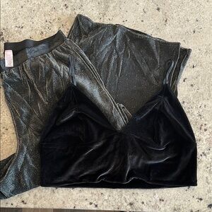Victorias Secret Sleep Set - Black Sparkle Pants and Bralette XL